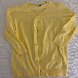 Talbots butter Yellow Pima Cotton Women's classic cardigan XL
